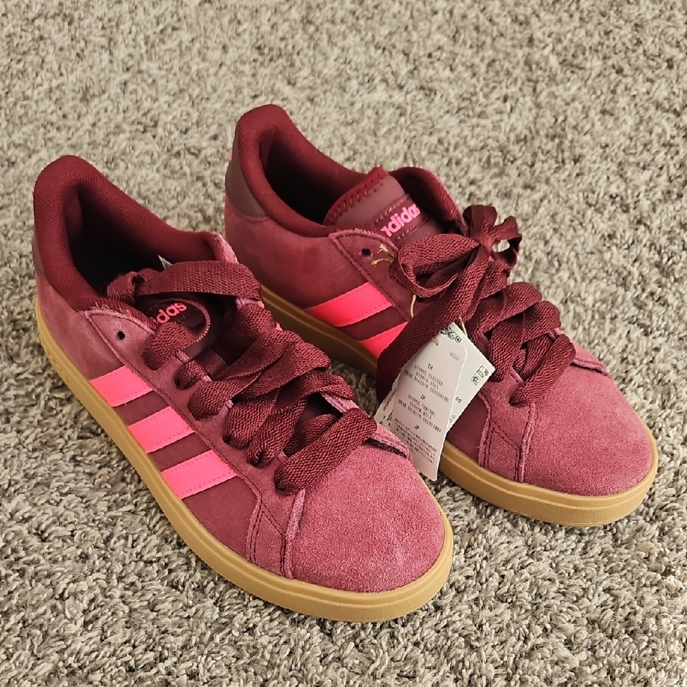 Adidas Maroon and Pink Sneakers